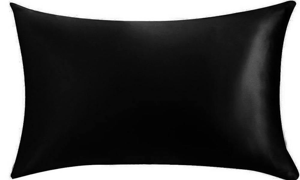 MONOGRAM SILK PILLOWCASE -  BLACK