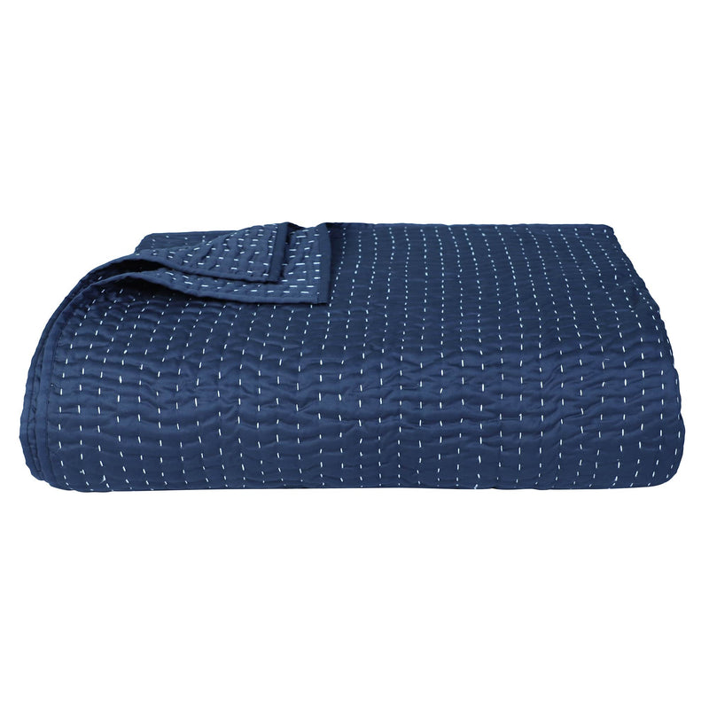 Kantha stitch Blue bedspread
