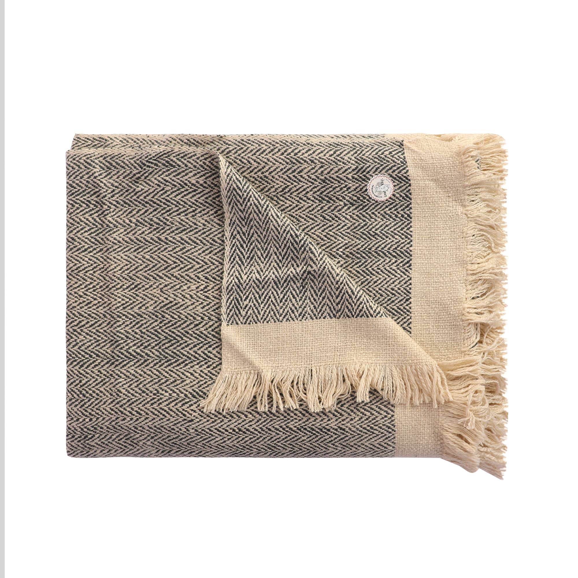PURE PASHMINA BLANKET THROW - Herringbone COLOUR Series