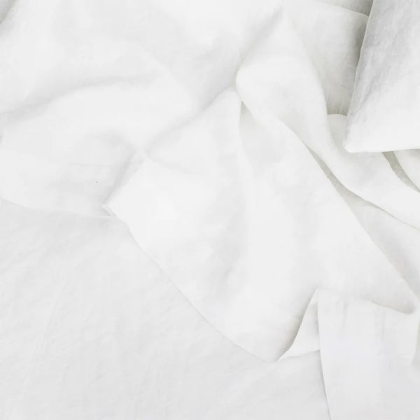 GREY TIPPED  WHITE LINEN SHEET SET