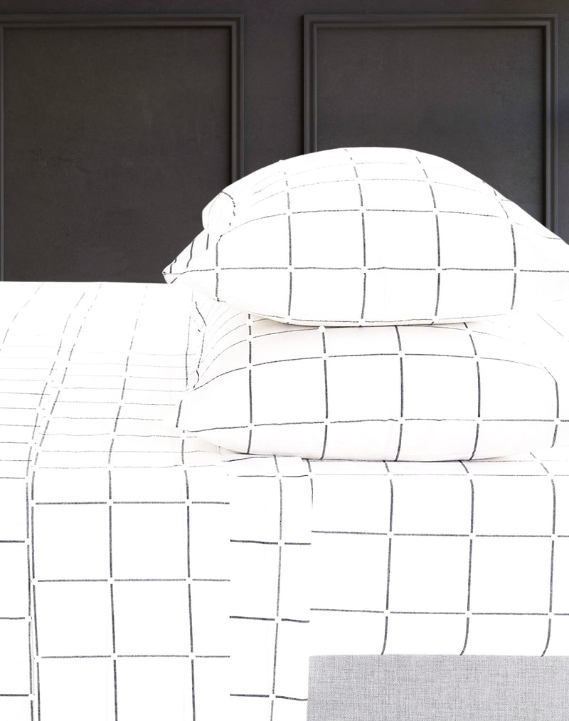 Grid Bed Sheets Set in pure cotton 