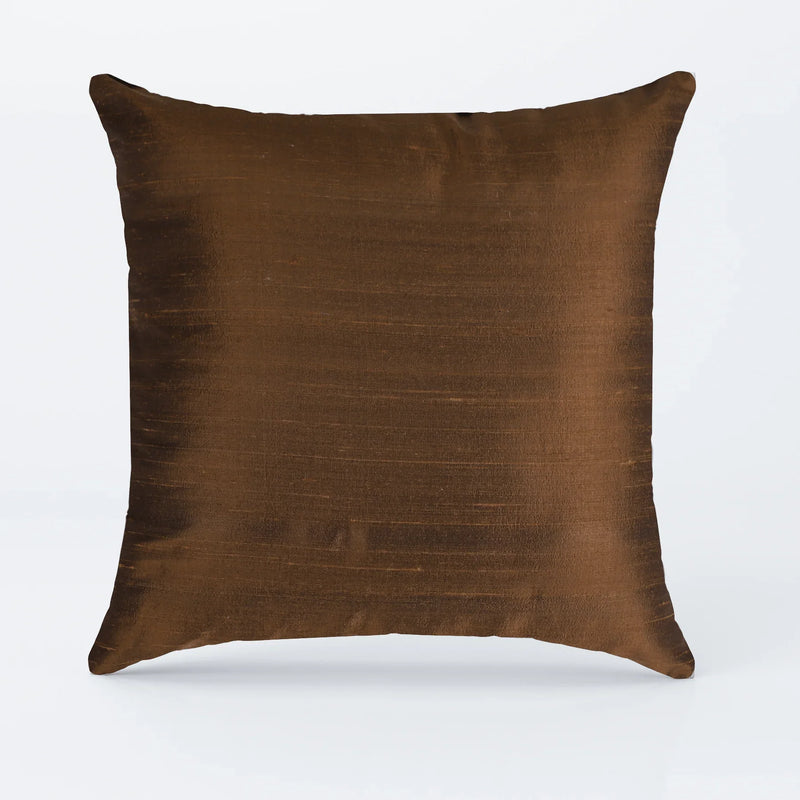 Brown Bronze Reversible Bhagalpur Silk Cushion Cover Online