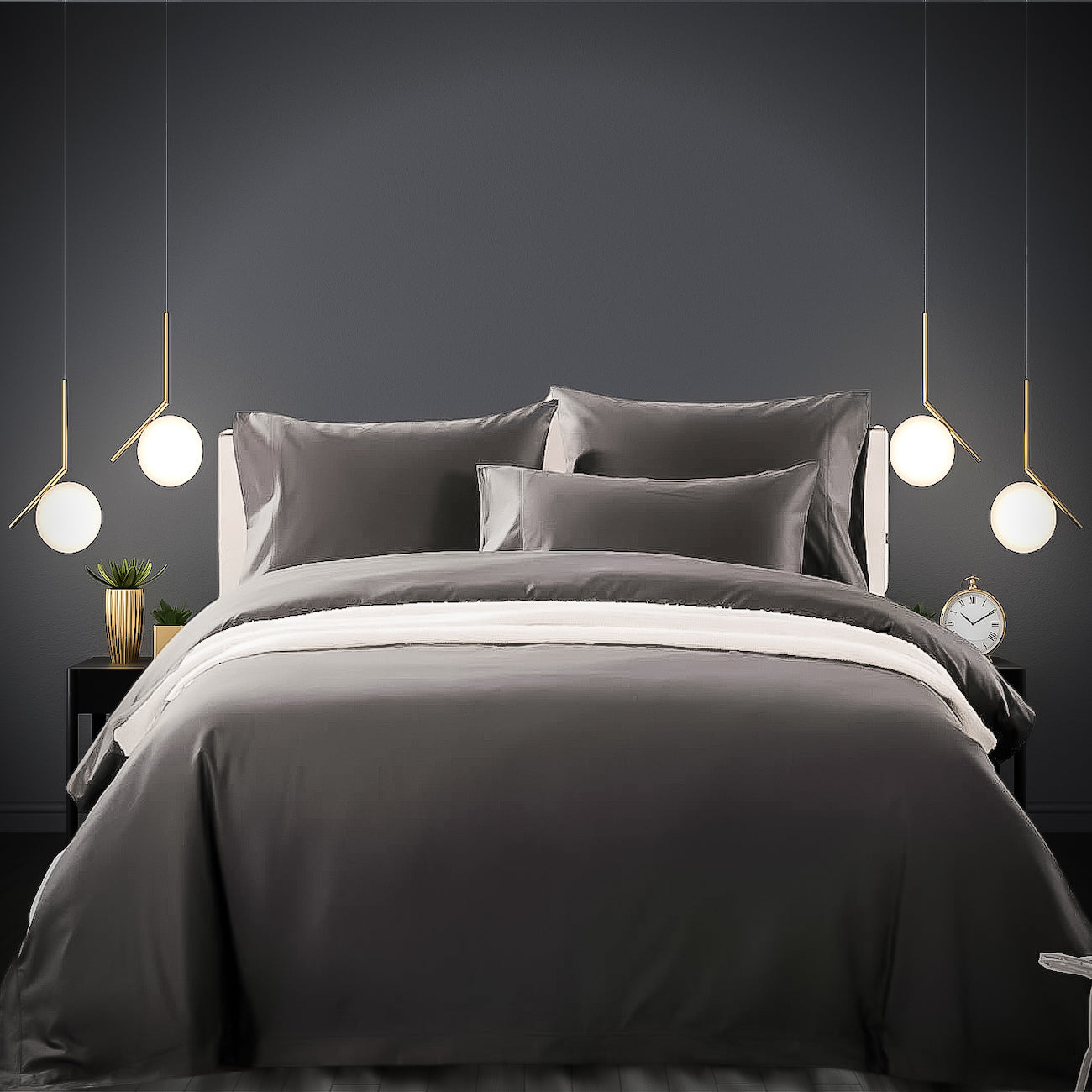 SPACE GREY - 500 TC SATEEN COTTON SHEET SET