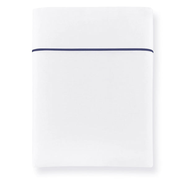 400tc Percale white set with navy piping pillowcases