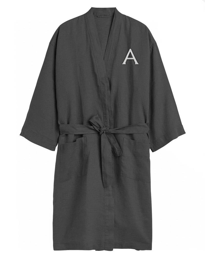 Unisex Monogrammed Bathing Gown Robe for Men and Women Grey Graphite Colour
