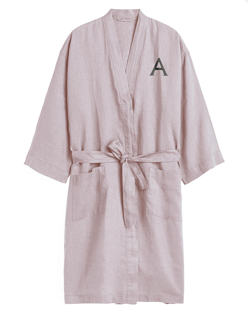 Women's Luxury Dressing Gown Monogrammed Linen Lavender Bath Robe Online