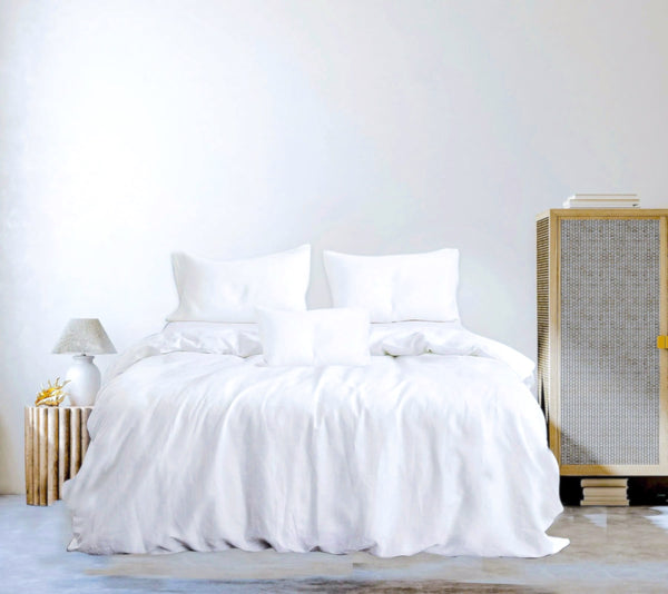WHITE LINEN DUVET COVER